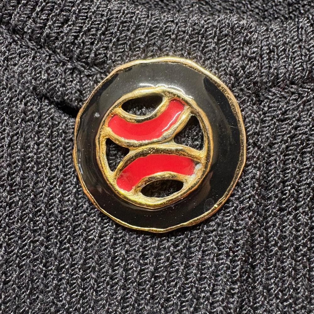 The Michael Collection Black Red Santana Knit Button Front Dress XL Art Vintage - Picture 8 of 15
